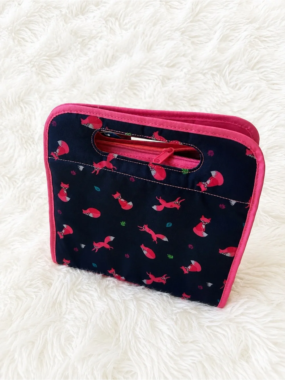 Double Dutch Club Fox Print Insulated Lunch Tote – Pink & Navy